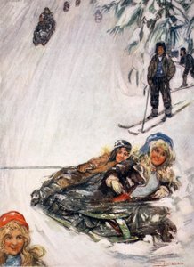 Ragazze su una slitta rovesciata, Holmencollen, 1905 da Nico Jungman