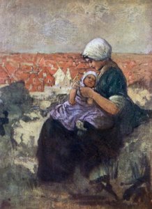 Madre e bambino di Scheveningen (litografia a colori)