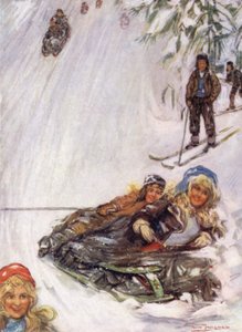 Norvegia: Ragazze su Slitta Rovesciata, Holmencollen da Nico Jungman