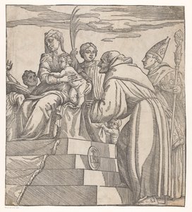 Doge Francesco Donato inginocchiato davanti a Maria e Cristo (metà destra) da Nicolò Boldrini (attributed to)