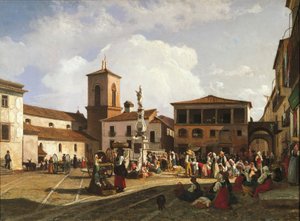 Benevento (Regione Campania), Piazza Orsini con il campanile della Cattedrale e la fontana dedicata a Papa Orsini da Nicola Palizzi
