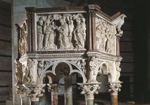 Italia, Toscana, Pisa, Piazza dei Miracoli, Pulpito di San Giovanni, di Nicola Pisano da Nicola Pisano