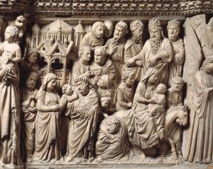 Presentazione al tempio e fuga in Egitto (dettaglio) da Nicola Pisano