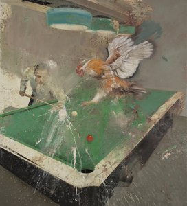 Biliardo con un gallo da Nicola Pucci