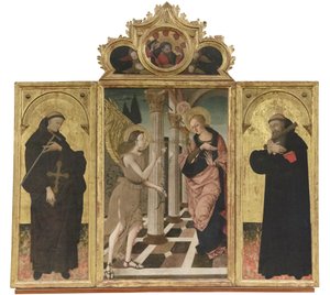 Annunciazione tra i santi Giovanni Gualberto e Benedetto, c.1500-05 da Nicola de Maestro Antonio