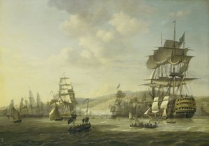 La flotta anglo-olandese nella baia di Algeri che sostiene l
