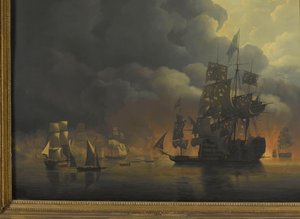 La flotta anglo-olandese sotto Lord Exmouth e il Vice Ammiraglio Jonkheer Theodorus Frederik van Capellen che attacca le roccaforti algerine, 27 agosto 1816 da Nicolaas Baur