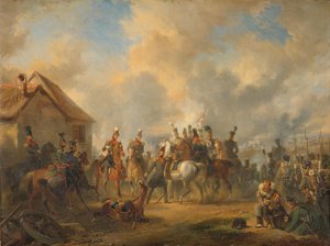 La battaglia di Bautersem durante la Campagna dei Dieci Giorni da Nicolaas Pieneman (signed by artist)