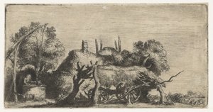Paesaggio con un pozzo e un carro