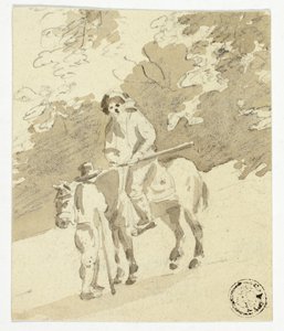 Uomo a cavallo che parla con uomo a piedi da Nicolaes Berchem