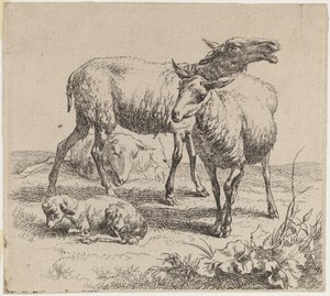 Tre pecore e un agnello da Nicolaes Berchem