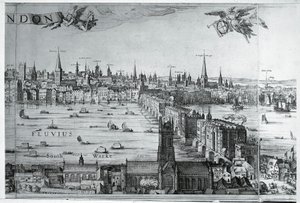 Regno Unito, Inghilterra, veduta della Città di Londra con il London Bridge da Nicolaes Jansz (1586 1652) Visscher
