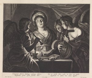 Santa Cecilia con tre angeli musicanti