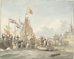 Arrivo del principe Guglielmo Federico a Scheveningen, 30 novembre 1813 da Nicolaes Lodewick Penning (signed by artist)