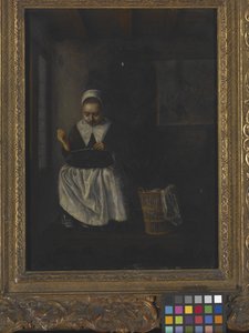 Una ragazza che cuce da Nicolaes Maes