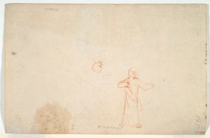 Abramo che Ospita gli Angeli (recto); Donna in Piedi e Studio di una Testa (verso) da Nicolaes Maes