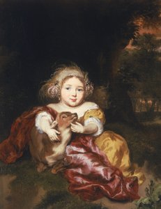 Ragazza che accarezza un cerbiatto da Nicolaes Maes