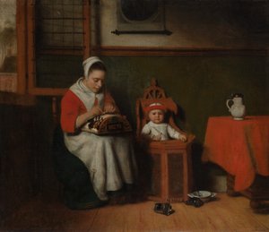 La merlettaia da Nicolaes Maes