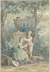 Coppia elegante in un parco da Nicolaes Muys