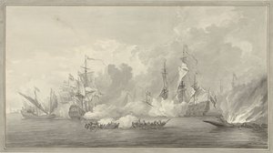 Battaglia navale, probabilmente a Kijkduin il 21 agosto 1673 da Nicolaes Muys