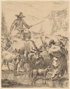 Mandria che attraversa il ruscello da Nicolaes Pietersz Berchem