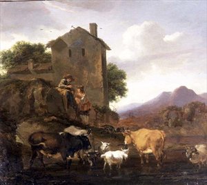 Mandriani con bovini e capre da Nicolaes Pietersz. Berchem