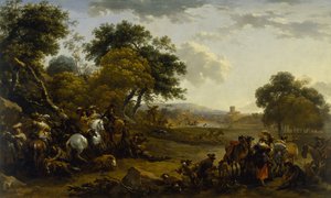 Paesaggio con cacciatori