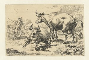Mucca sdraiata e una che urina da Nicolaes Pietersz Berchem