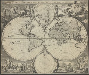 Orbis terrarum nova et accuratissima tabula, ca 1690 da Nicolaes Visscher