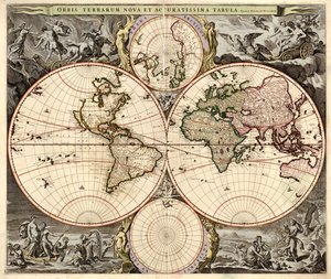 Orbis terrarum nova et accuratissima tabula, ca 1690 da Nicolaes Visscher