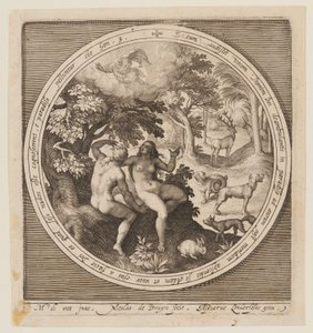 Adamo ed Eva nascosti al Signore, dalla creazione alla cacciata dal paradiso da Nicolaes de Bruyn