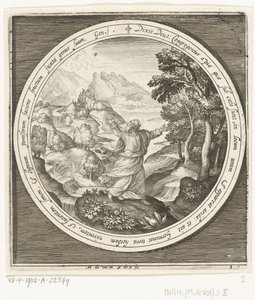 Terzo giorno della creazione: Dio crea la terra e le piante con semi e alberi con frutti che portano semi da Nicolaes de Bruyn