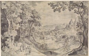 Paesaggio con caccia al cervo da Nicolaes de Bruyn