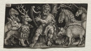 Orfeo che incanta gli animali da Nicolaes de Bruyn