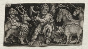 Orfeo che incanta gli animali, 1594 da Nicolaes de Bruyn