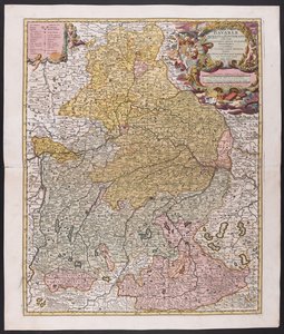 Mappa della Baviera, Nicolaes Visscher, cartografo, intorno al 1730 da Nicolaes the Elder (after) Visscher