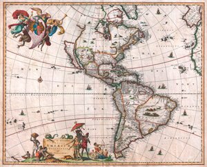 La mappa di Visscher del Nuovo Mondo da Nicolaes the Elder Visscher