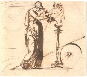 Atena versa olio su una lampada da Nicolai Abildgaard