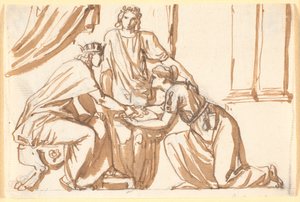 Un re riceve una corona da una donna inginocchiata da Nicolai Abildgaard