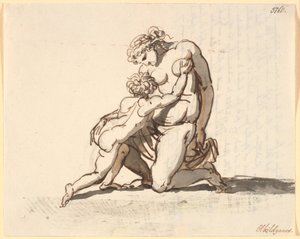 Una madre nuda inginocchiata con il suo piccolo figlio da Nicolai Abildgaard