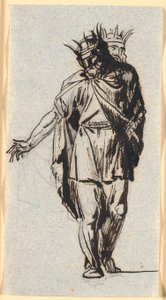 Figura di un re nordico antico (?) in piedi con corona sulla testa da Nicolai Abildgaard