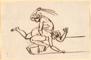 Una figura nuda seduta che sferza una donna nuda da Nicolai Abildgaard