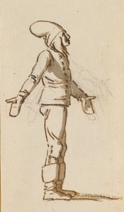 Un ragazzo in piedi con un grande cappello e guanti sulle mani tese da Nicolai Abildgaard