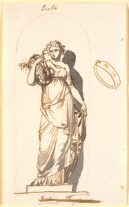 Erato, musa della poesia amorosa, come statua in una nicchia da Nicolai Abildgaard
