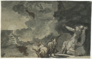 Fingal vede gli spiriti dei suoi antenati alla luce della luna. Scena di Ossian da Nicolai Abildgaard
