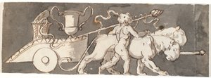 Fregio con bambino presso il carro di Bacco e Marte (o Plutone) trainato da leoni da Nicolai Abildgaard