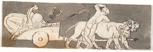 Friso con ragazzo vicino al carro di Bacco e Marte (o Plutone) trainato da leoni da Nicolai Abildgaard