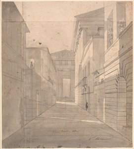 Strada in una città antica. Studio prospettico per il dipinto "Simo si confida con Sosia" da Nicolai Abildgaard
