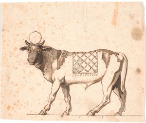 Rappresentazione di un antico apis, rivolto a sinistra con la testa di fronte da Nicolai Abildgaard