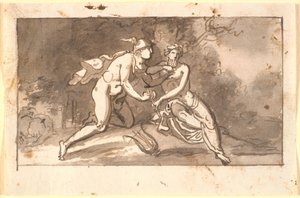 Hermes insegna a un giovane (Apollo?) a suonare il flauto da Nicolai Abildgaard